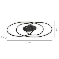Just Light LED Deckenleuchte Metall Schwarz 3000 K Ringe dekorativ< Deckenleuchten|Flurlampen