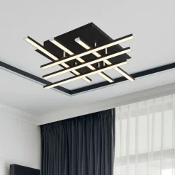 Deckenleuchten|Led Lampen*Searchlight LED Deckenleuchte Metall B: 45,5 cm Schwarz Chrom 3000 K