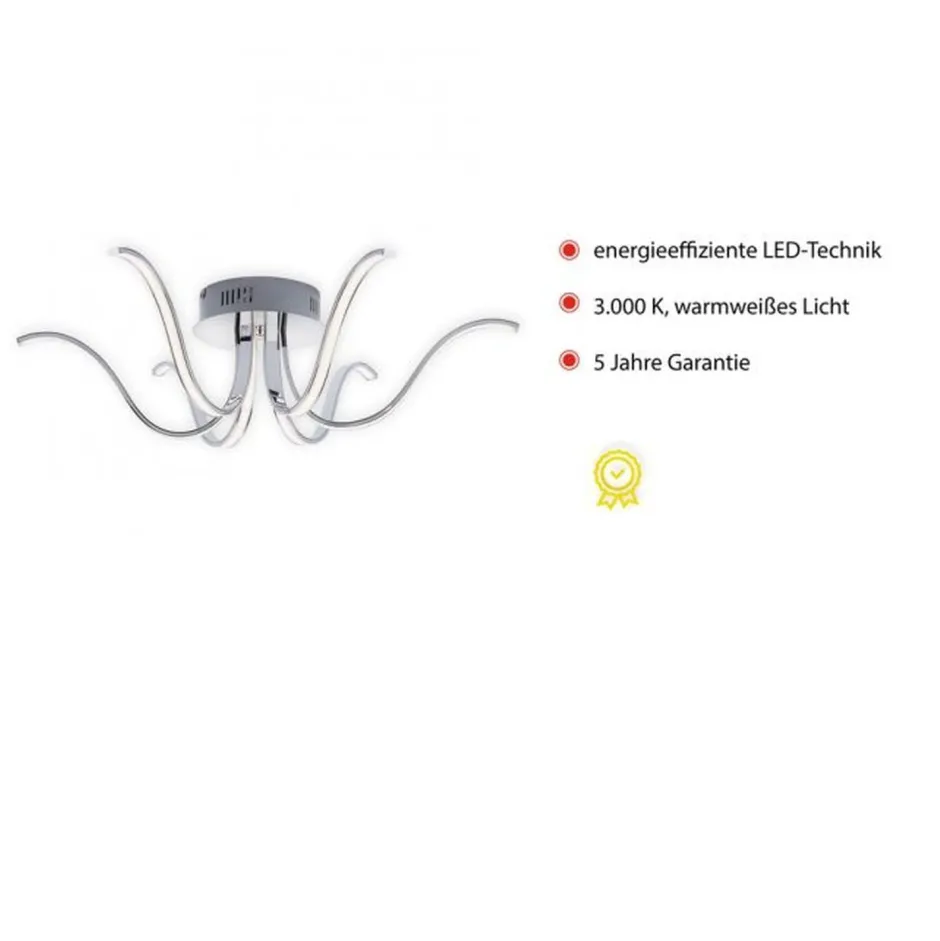 Just Light LED Deckenleuchte Metall in Chrom 3000 K 4 W L:67 cm< Deckenleuchten|Flurlampen