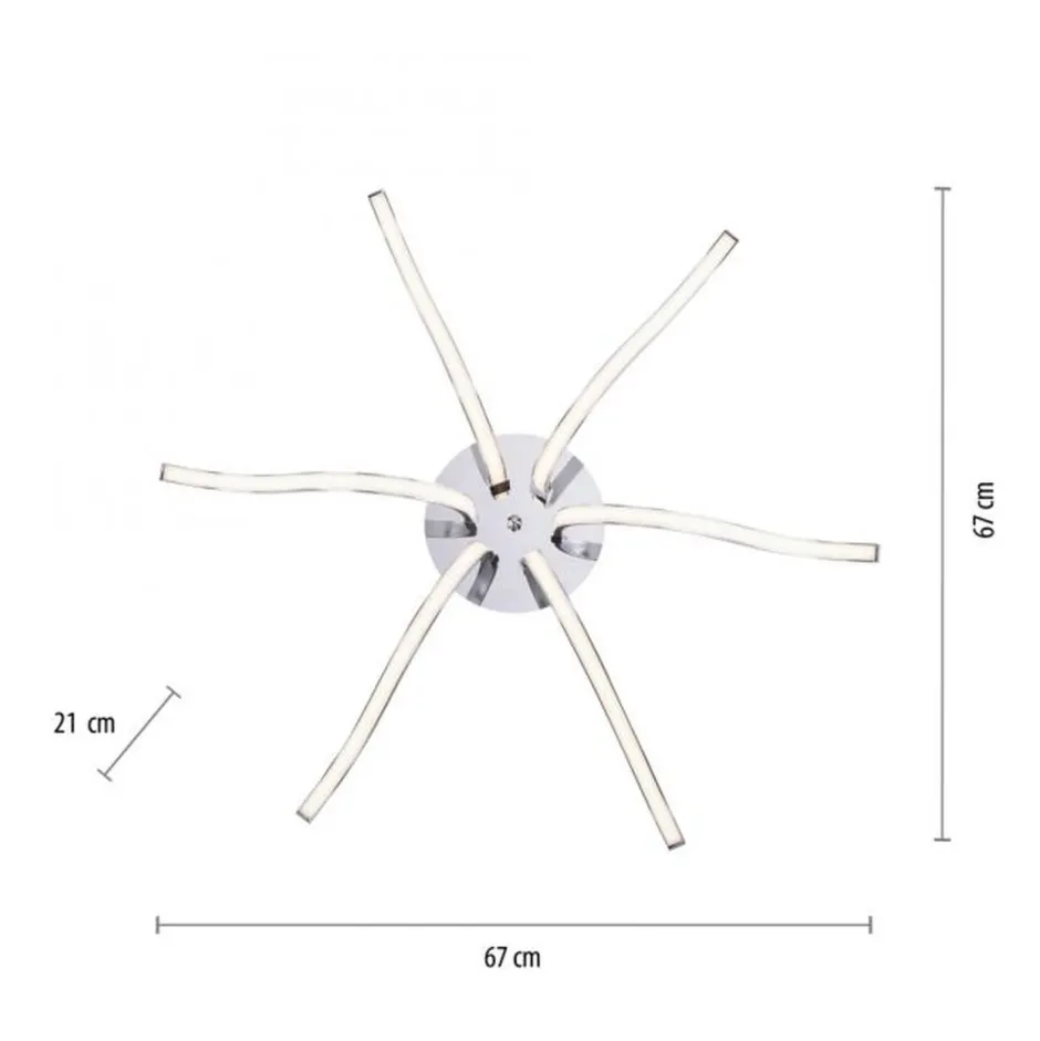 Just Light LED Deckenleuchte Metall in Chrom 3000 K 4 W L:67 cm< Deckenleuchten|Flurlampen