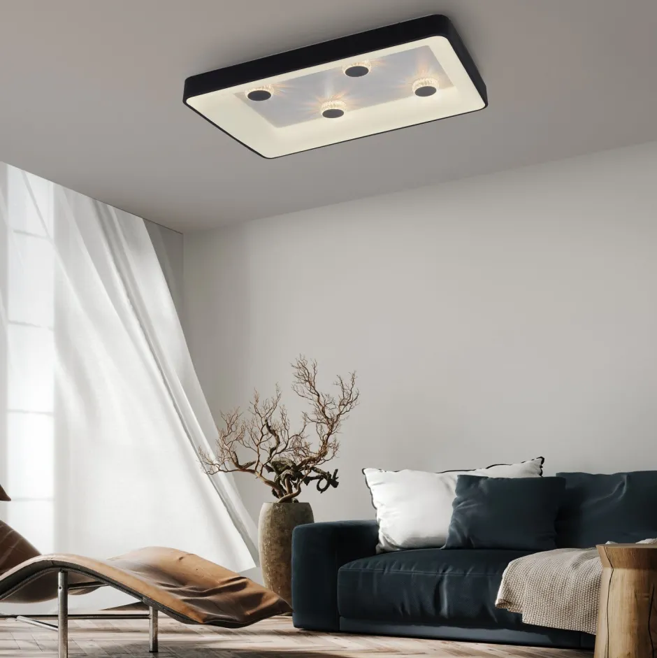 Just Light LED Deckenleuchte Schwarz 2700-5000 K 6295 lm dimmbar< Flurlampen|Bürolampen