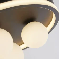 Searchlight LED Deckenleuchte Schwarz Weiß Metall Glaskugeln Ø40 cm< Flurlampen|Wohnzimmerlampen