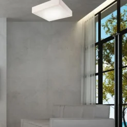 Lamkur LED Deckenleuchte Weiß Holz eckig Wohnzimmer< Deckenleuchten|Led Lampen