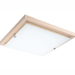 Deckenleuchten|Led Lampen*Lamkur LED Deckenleuchte Weiß Holz quadratisch Wohnzimmer