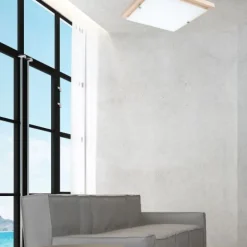 Deckenleuchten|Led Lampen*Lamkur LED Deckenleuchte Weiß Holz quadratisch Wohnzimmer