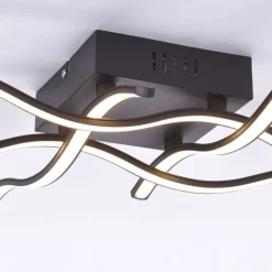 Flurlampen|Bürolampen*Just Light LED Deckenleuchte Wellen Metall Schwarz B:55 cm 3000 K