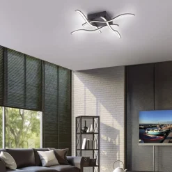 Flurlampen|Bürolampen*Just Light LED Deckenleuchte Wellen Metall Schwarz B:55 cm 3000 K