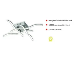 Just Light LED Deckenleuchte Wellen Metall in Stahl B:55 cm 3000 K< Flurlampen|Bürolampen