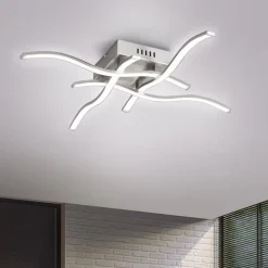 Just Light LED Deckenleuchte Wellen Metall in Stahl B:55 cm 3000 K< Flurlampen|Bürolampen