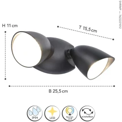 Metall Lampen|Led Außenleuchten*Eco-Light LED Deckenspot verstellbar IP54 Schwarz 4000 K L:25 cm