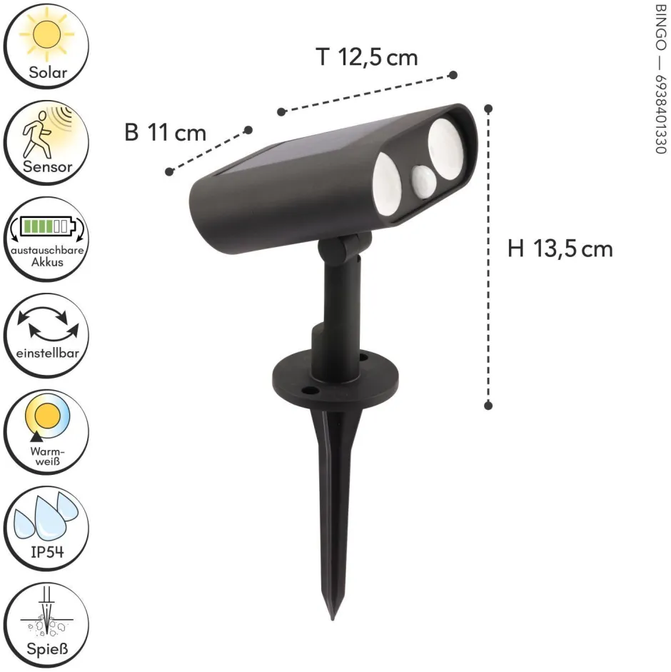 Eco-Light LED Erdspießstrahler mit Bewegungsmelder IP54 flexibel< Led Außenleuchten|Fassadenstrahler