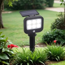 Solarleuchten|Led Außenleuchten*Searchlight LED Gartenleuchte Erdspieß Solar IP44 verstellbar Schwarz