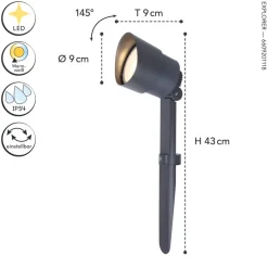 Metall Lampen|Led Außenleuchten*Eco-Light LED Gartenstrahler Aluminium verstellbar Erdspieß IP54