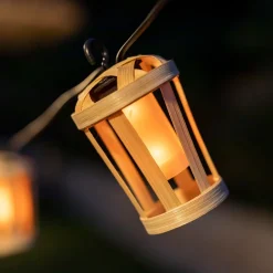 Newgarden LED Girlande außen mit Stecker IP44 2000 K Bambus 5m< Außenlichterketten|Dekolampen Außen