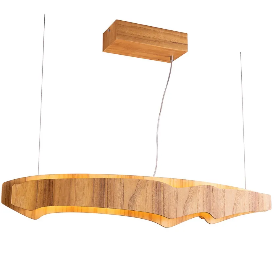 Hängelampen|Bürolampen*Elstead LED Hängelampe 100 cm lang Teak Holz Furnier 3000 K Modern
