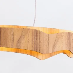 Hängelampen|Bürolampen*Elstead LED Hängelampe 100 cm lang Teak Holz Furnier 3000 K Modern