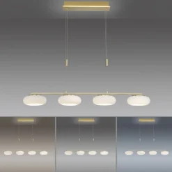 Hängelampen|Bürolampen*Paul Neuhaus LED Hängelampe Glas 108 cm Fernbedienung in Messing