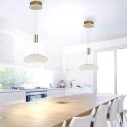 Hängelampen|Bürolampen*Paul Neuhaus LED Hängelampe Glas in Messing dimmbar Fernbedienung