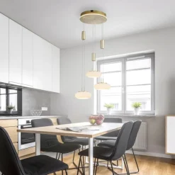 Hängelampen|Led Lampen*Paul Neuhaus LED Hängelampe Glas in Messing L:44 cm 3550 lm dimmbar