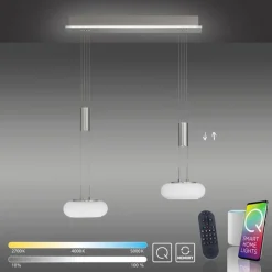Paul Neuhaus LED Hängelampe Glas in Stahl 2-flammig Fernbedienung< Hängelampen|Bürolampen