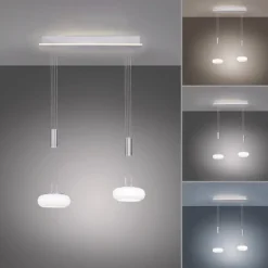 Paul Neuhaus LED Hängelampe Glas in Stahl 2-flammig Fernbedienung< Hängelampen|Bürolampen