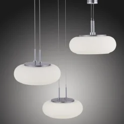 Paul Neuhaus LED Hängelampe Glas in Stahl L:44 cm 3550 lm dimmbar< Hängelampen|Bürolampen