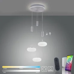 Paul Neuhaus LED Hängelampe Glas in Stahl L:44 cm 3550 lm dimmbar< Hängelampen|Bürolampen