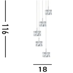 Searchlight LED Hängelampe in Chrom Glas Metall 3000 K 5-flammig< Bürolampen|Wohnzimmerlampen