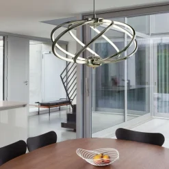 Hängelampen|Led Lampen*Searchlight LED Hängelampe Metall D: 51 cm Chrom Weiß 3000 K 2417 lm