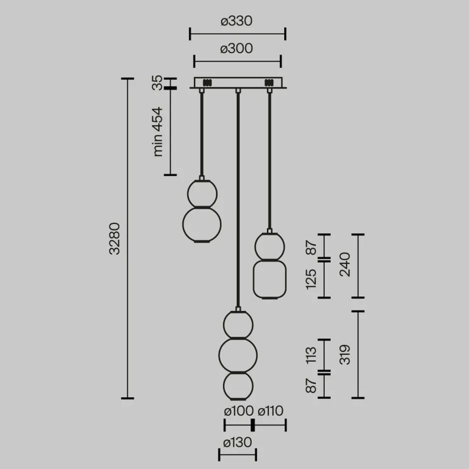 Maytoni LED Hängelampe Metall Rauchglas 38 cm breit 4000 lm INA< Led Lampen|Bürolampen