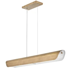 Hängelampen|Led Lampen*Elstead LED Hängelampe Metall Riffelglas L: 116,8 cm Modern in Messing