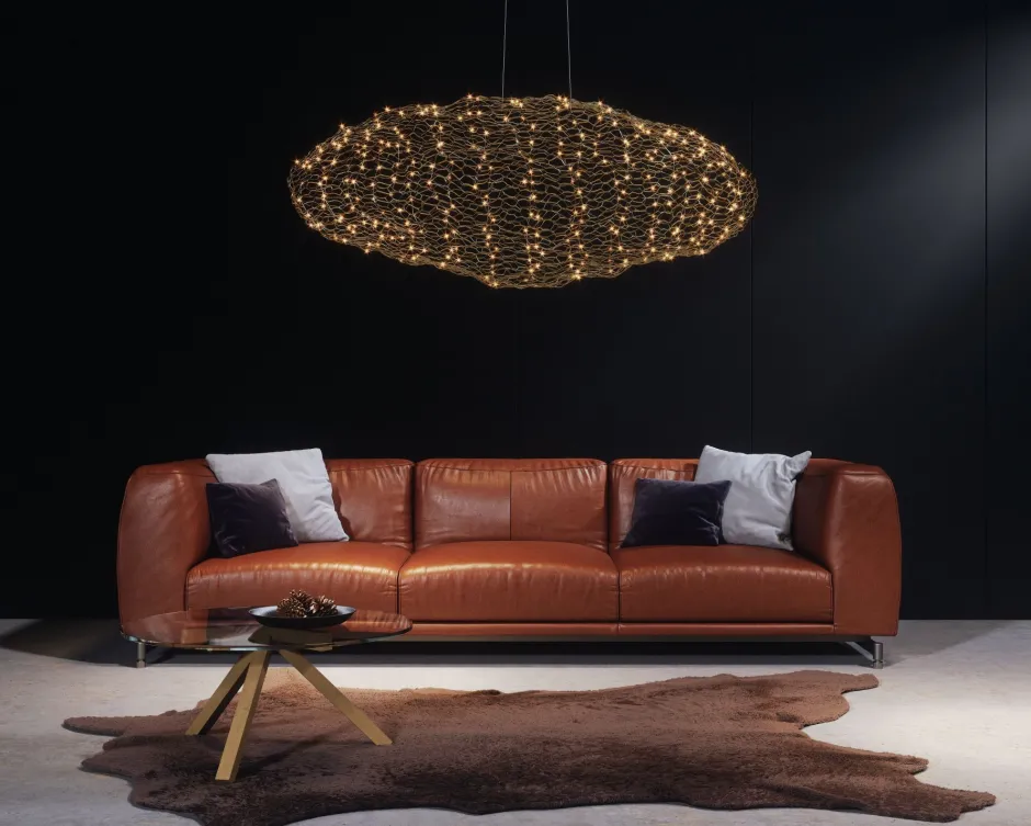 By Rydéns LED Hängelampe Modern 115 cm lang Draht Schirm in Gold< Hängelampen|Led Lampen