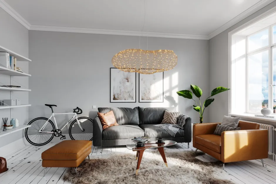 By Rydéns LED Hängelampe Modern 115 cm lang Draht Schirm in Gold< Hängelampen|Led Lampen