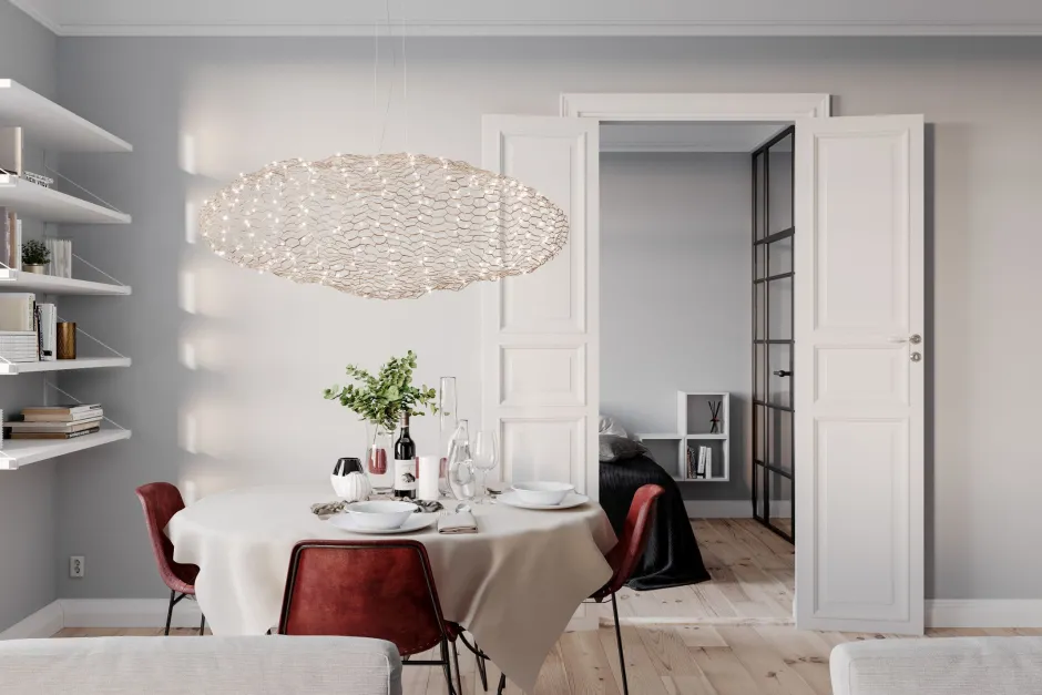 By Rydéns LED Hängelampe Modern 115 cm lang Draht Schirm in Gold< Hängelampen|Led Lampen