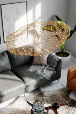 By Rydéns LED Hängelampe Modern 115 cm lang Draht Schirm in Gold< Hängelampen|Led Lampen