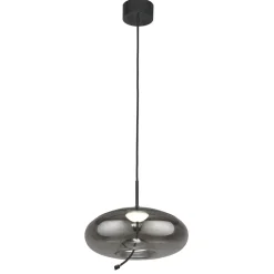 Hängelampen|Led Lampen*Searchlight LED Hängelampe Rauchglas Ø 31 cm rund Grau Schwarz 2700 K