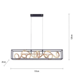 Paul Neuhaus LED Hängelampe Schwarz Gold Metall L:110 cm dimmbar< Hängelampen|Bürolampen