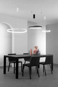 Eco-Light LED Hängelampe Schwarz Ring B:65 cm 3000/4000/6500 K< Wohnzimmerlampen|Metall Lampen