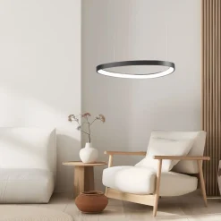 Eco-Light LED Hängelampe Schwarz Ring B:65 cm 3000/4000/6500 K< Wohnzimmerlampen|Metall Lampen
