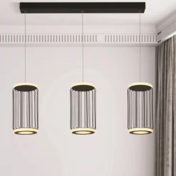 Hängelampen|Led Lampen*Searchlight LED Hängelampe Schwarz Weiß Metall 3000 K 996 lm B: 90 cm