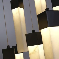 Searchlight LED Hängelampe Stahl Harz Ø60 cm 3000 K Schwarz Marmor< Bürolampen|Wohnzimmerlampen