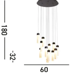 Searchlight LED Hängelampe Stahl Harz Ø60 cm 3000 K Schwarz Marmor< Bürolampen|Wohnzimmerlampen