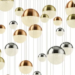 Searchlight LED Hängeleuchte D: 140 cm in Chrom Kupfer Messing< Hängelampen|Led Lampen