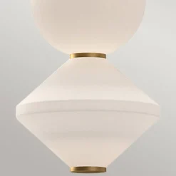 Hängelampen|Led Lampen*Elstead LED Hängeleuchte Glas Metall B: 19,8cm Modern Weiß Gold antik