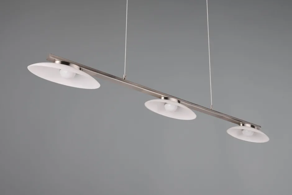 Hängelampen|Bürolampen*Trio Reality LED Hängeleuchte Metall Glas Nickel 3-flammig 102 cm