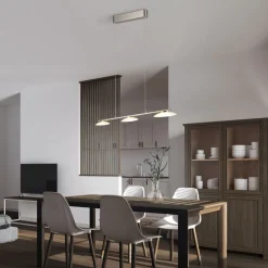 Hängelampen|Bürolampen*Trio Reality LED Hängeleuchte Metall Glas Nickel 3-flammig 102 cm