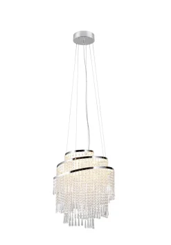 Trio Reality LED Hängeleuchte mit Fernbedienung dimmbar Chrom Acryl< Hängelampen|Wohnzimmerlampen