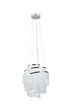 Trio Reality LED Hängeleuchte mit Fernbedienung dimmbar Chrom Acryl< Hängelampen|Wohnzimmerlampen