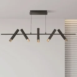 Hängelampen|Led Lampen*Searchlight LED Hängeleuchte Schwarz Gold verstellbar 3000 K Metall