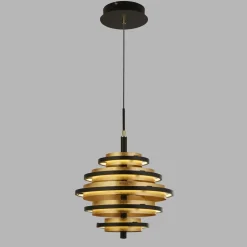 Searchlight LED Hängeleuchte Schwarz Gold 2700 K rund Ø 40 cm Metall< Hängelampen|Led Lampen